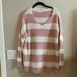 Pink and white sweater